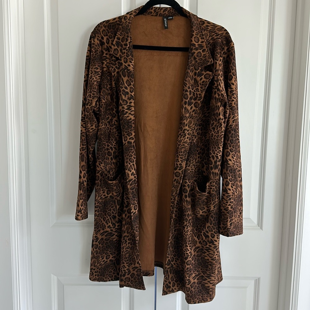 UEC Ethyl Clothing Vegan Faux Suede Cheetah Duster Size XL